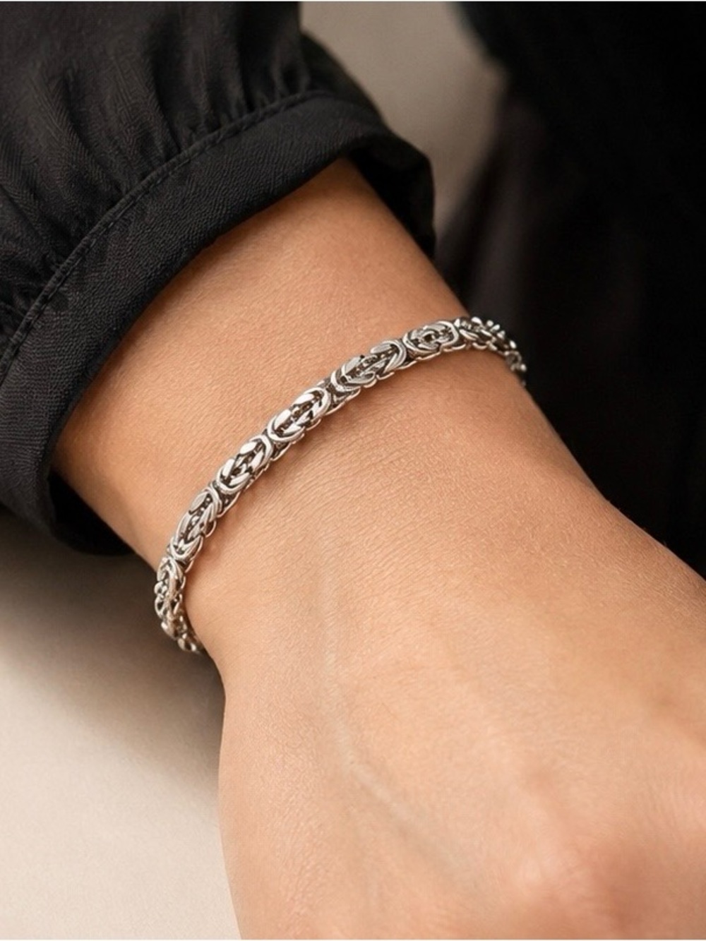 ✨ Sterling Silver Byzantine Chain Bracelet — 8 Inches ✨